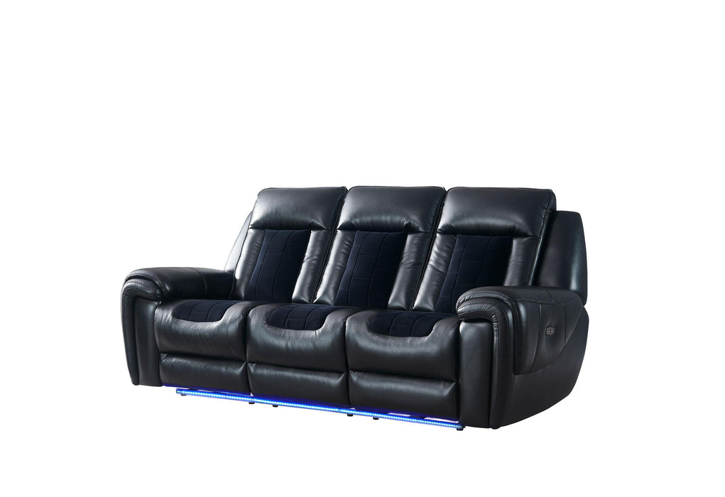 U0700 BLANCHE BLACK/VELVET POWER RECLINING SOFA WITH LED image