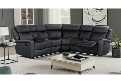 U6024 BLACK PU 72A SECTIONAL WITH LED AND 2 RECLINERS image