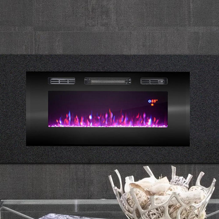 40" Electric Fireplace Recessed Wall Mounted Heater - Black
