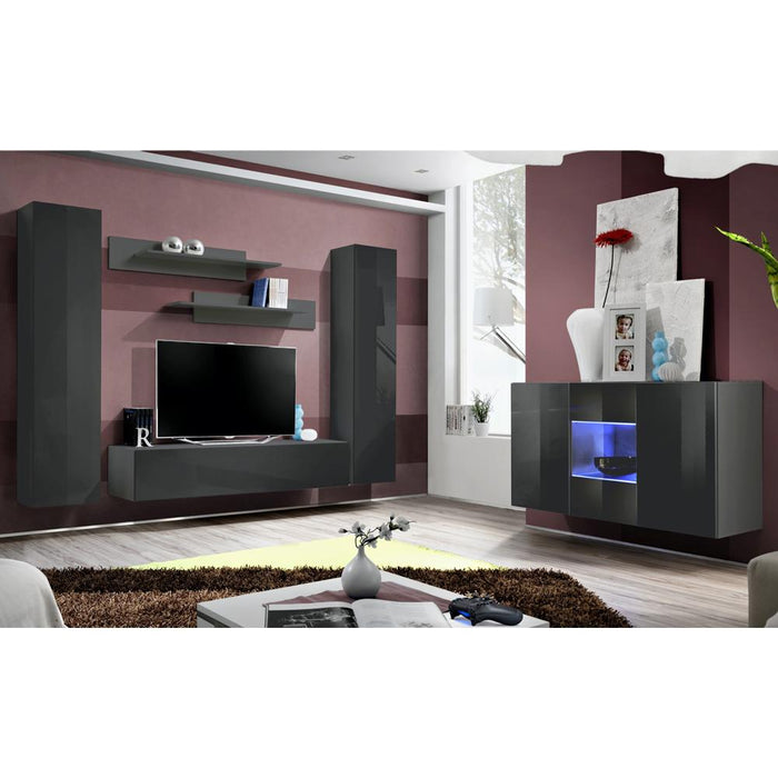 Fly SBII Wall Mounted Floating Modern Entertainment Center - Gray SBII-A1