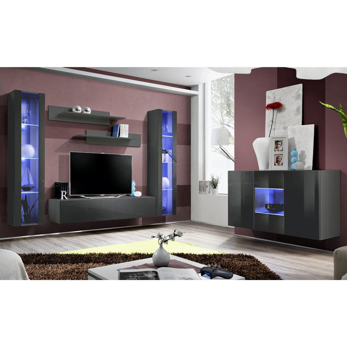 Fly SBII Wall Mounted Floating Modern Entertainment Center - Gray SBII-A2