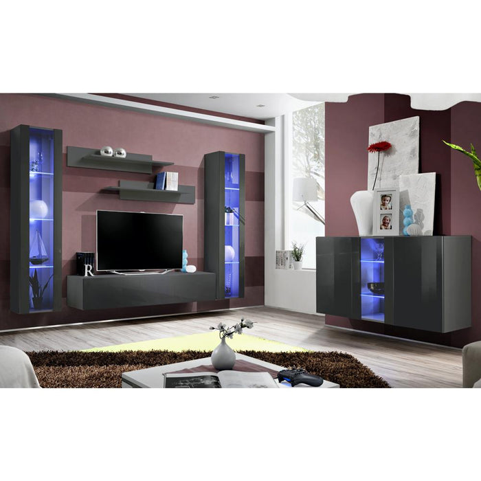 Fly SBI Wall Mounted Floating Modern Entertainment Center - Gray SBI-A2