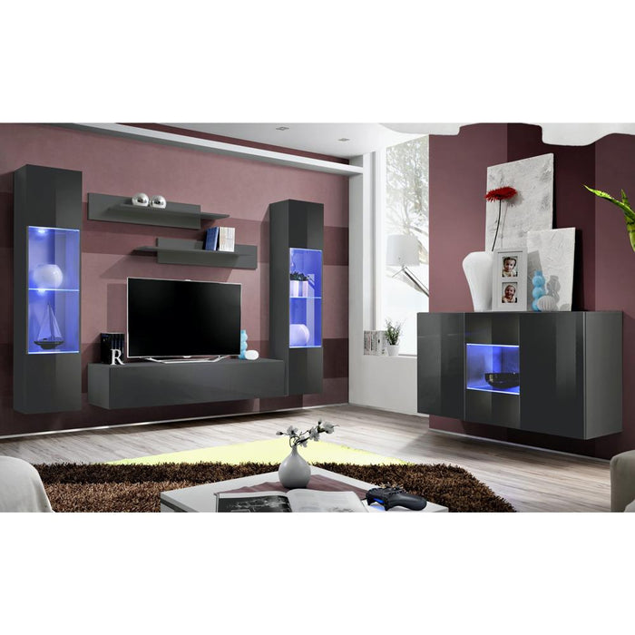 Fly SBII Wall Mounted Floating Modern Entertainment Center - Gray SBII-A3