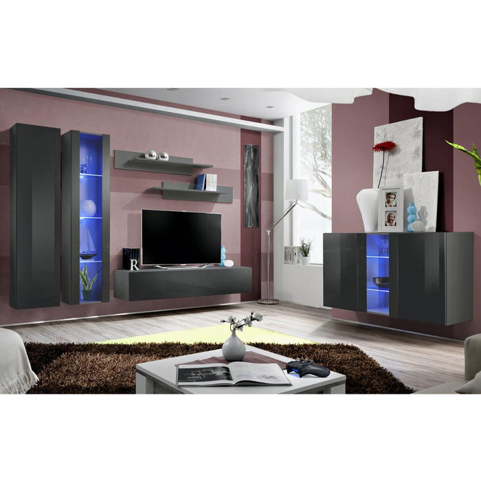 Fly SBI Wall Mounted Floating Modern Entertainment Center - Gray SBI-A4