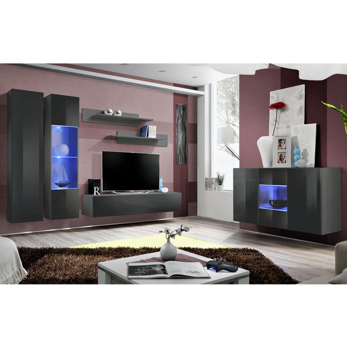 Fly SBII Wall Mounted Floating Modern Entertainment Center - Gray SBII-A5