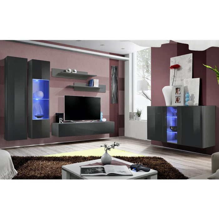 Fly SBI Wall Mounted Floating Modern Entertainment Center - Gray SBI-A5