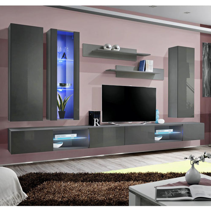 Fly E 33TV Wall Mounted Floating Modern Entertainment Center - Gray EF4