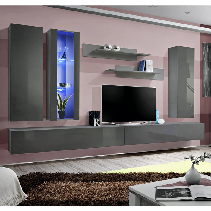 Fly E 30TV Wall Mounted Floating Modern Entertainment Center - Gray EF4
