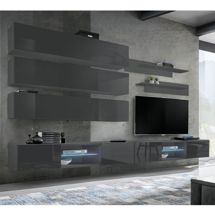 Fly J 33TV Wall Mounted Floating Modern Entertainment Center - Gray J1