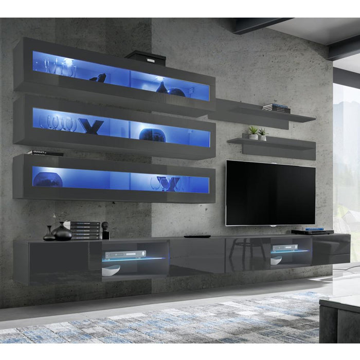 Fly J 33TV Wall Mounted Floating Modern Entertainment Center - Gray J2