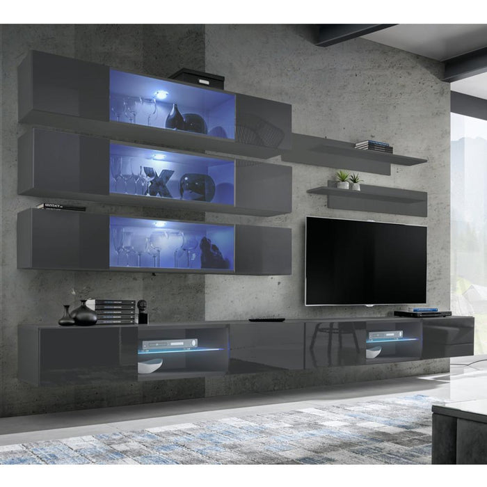 Fly J 33TV Wall Mounted Floating Modern Entertainment Center - Gray J3