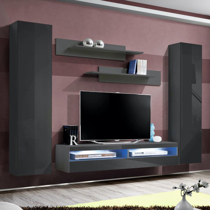 Fly A 35TV Wall Mounted Floating Modern Entertainment Center - Gray AB1