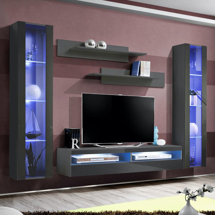 Fly A 35TV Wall Mounted Floating Modern Entertainment Center - Gray AB2