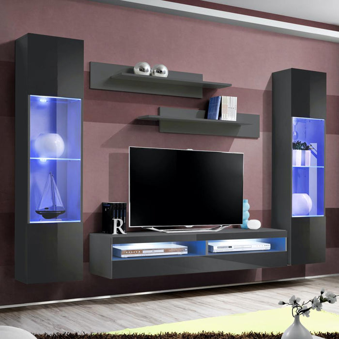 Fly A 35TV Wall Mounted Floating Modern Entertainment Center - Gray AB3