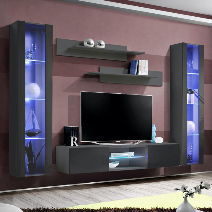 Fly A 33TV Wall Mounted Floating Modern Entertainment Center - Gray AB2