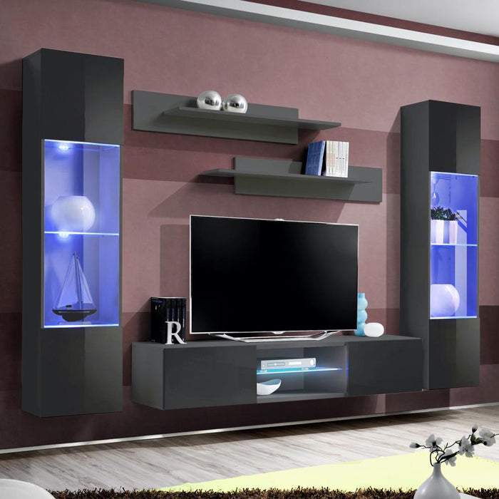 Fly A 33TV Wall Mounted Floating Modern Entertainment Center - Gray AB3