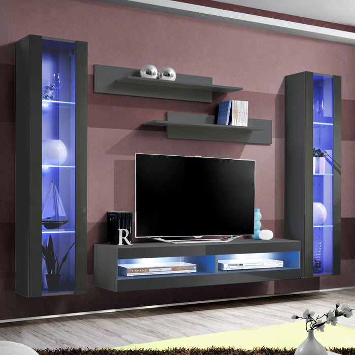 Fly A 34TV Wall Mounted Floating Modern Entertainment Center - Gray AB2