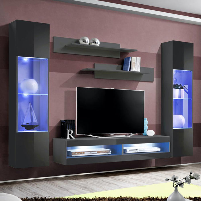 Fly A 34TV Wall Mounted Floating Modern Entertainment Center - Gray AB3