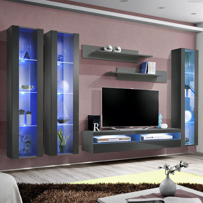 Fly C 35TV Wall Mounted Floating Modern Entertainment Center - Gray CD2