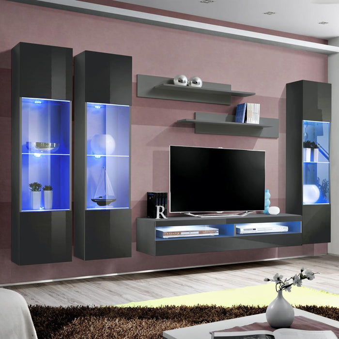 Fly C 35TV Wall Mounted Floating Modern Entertainment Center - Gray CD3