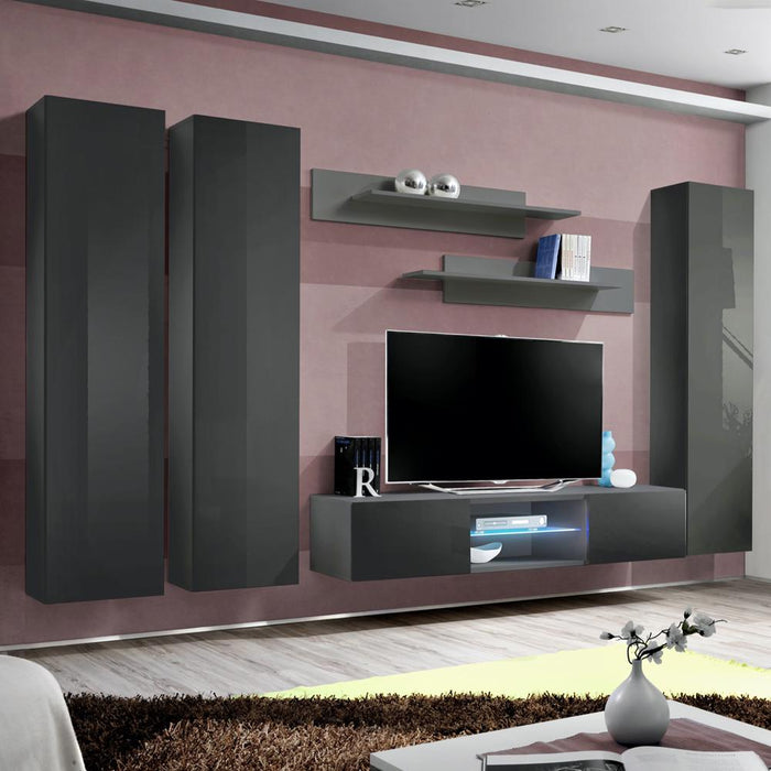 Fly C 33TV Wall Mounted Floating Modern Entertainment Center - Gray CD1