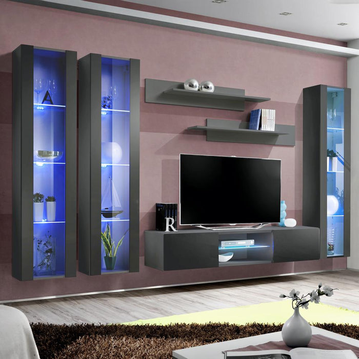 Fly C 33TV Wall Mounted Floating Modern Entertainment Center - Gray CD2