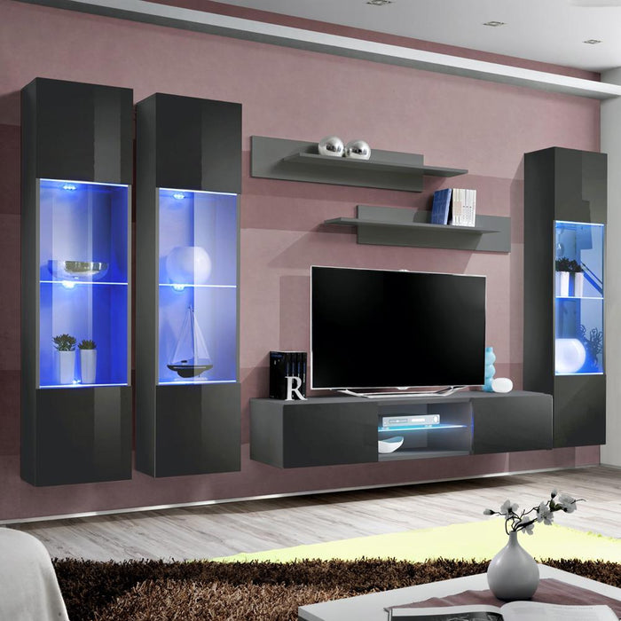 Fly C 33TV Wall Mounted Floating Modern Entertainment Center - Gray CD3