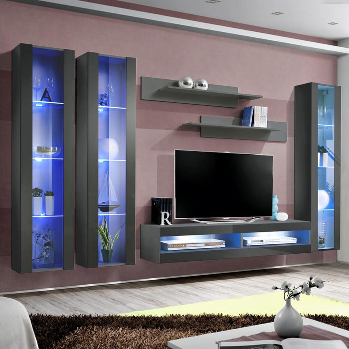 Fly C 34TV Wall Mounted Floating Modern Entertainment Center - Gray CD2