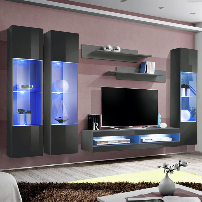 Fly C 34TV Wall Mounted Floating Modern Entertainment Center - Gray CD3