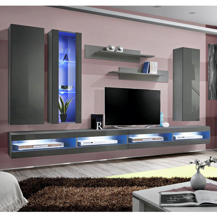 Fly E 34TV Wall Mounted Floating Modern Entertainment Center - Gray EF4