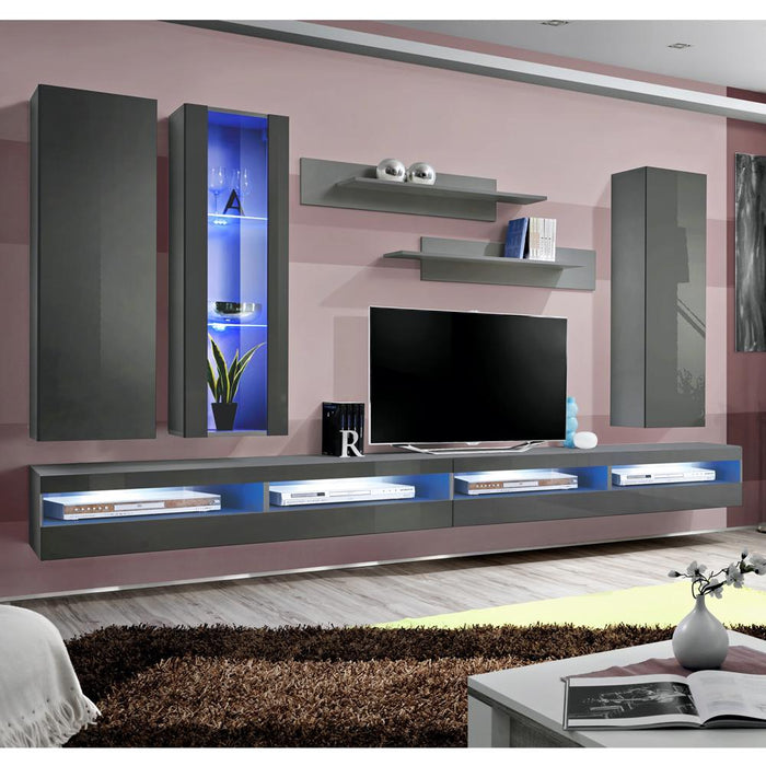 Fly E 35TV Wall Mounted Floating Modern Entertainment Center - Gray EF4