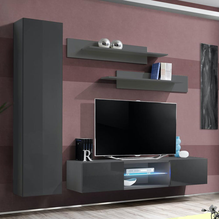 Fly G 33TV Wall Mounted Floating Modern Entertainment Center - Gray G1