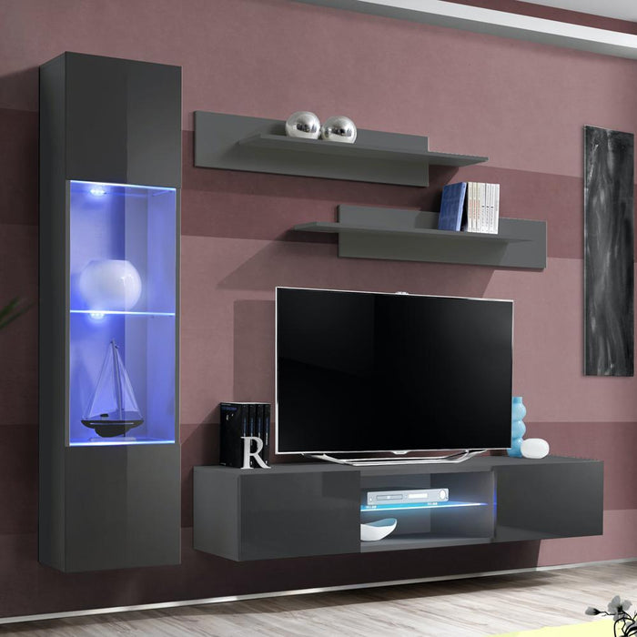 Fly G 33TV Wall Mounted Floating Modern Entertainment Center - Gray G3