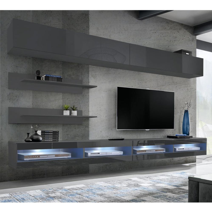 Fly I 35TV Wall Mounted Floating Modern Entertainment Center - Gray I1