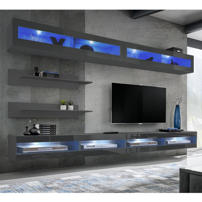 Fly I 35TV Wall Mounted Floating Modern Entertainment Center - Gray I2