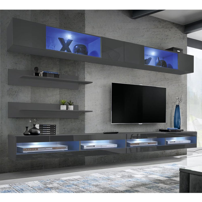 Fly I 35TV Wall Mounted Floating Modern Entertainment Center - Gray I3