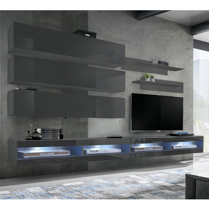 Fly J 34TV Wall Mounted Floating Modern Entertainment Center - Gray J1