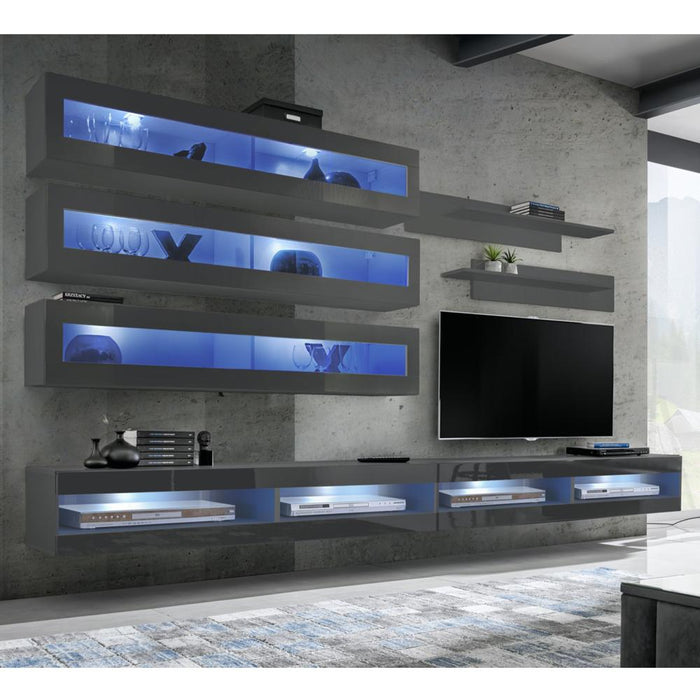 Fly J 34TV Wall Mounted Floating Modern Entertainment Center - Gray J2