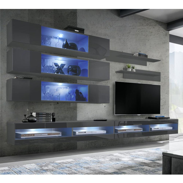 Fly J 34TV Wall Mounted Floating Modern Entertainment Center - Gray J3