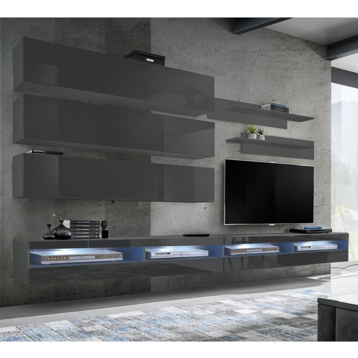 Fly J 35TV Wall Mounted Floating Modern Entertainment Center - Gray J1