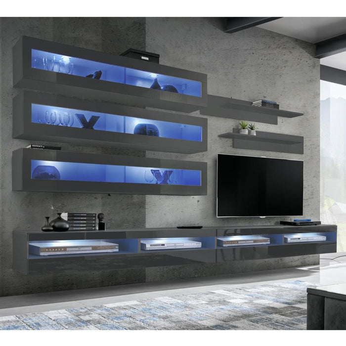 Fly J 35TV Wall Mounted Floating Modern Entertainment Center - Gray J2