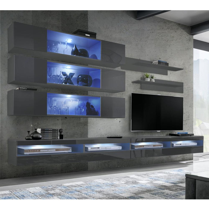 Fly J 35TV Wall Mounted Floating Modern Entertainment Center - Gray J3