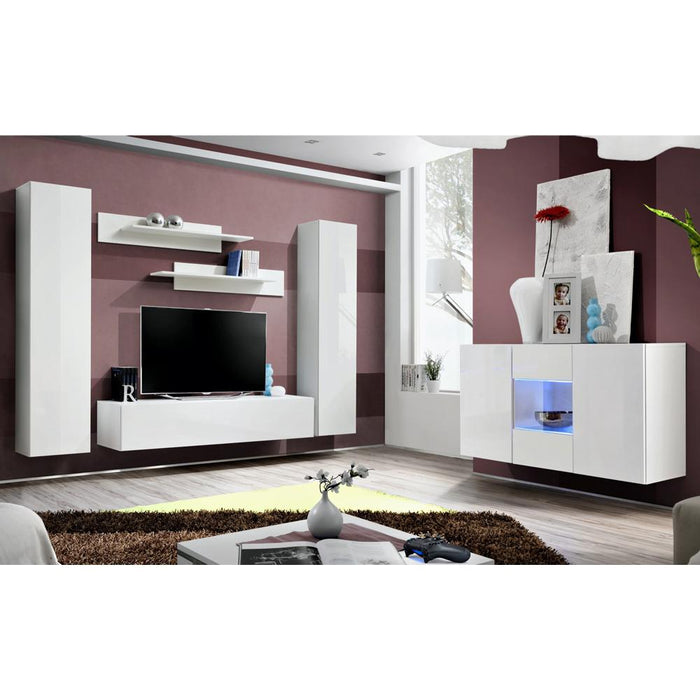 Fly SBII Wall Mounted Floating Modern Entertainment Center - White SBII-A1