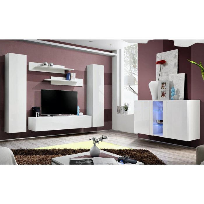 Fly SBI Wall Mounted Floating Modern Entertainment Center - White SBI-A1