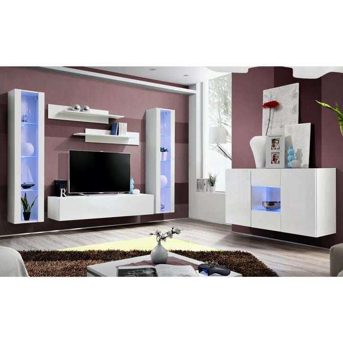Fly SBII Wall Mounted Floating Modern Entertainment Center - White SBII-A2