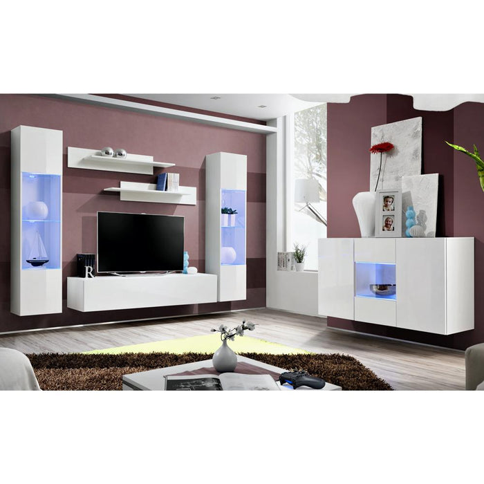 Fly SBII Wall Mounted Floating Modern Entertainment Center - White SBII-A3