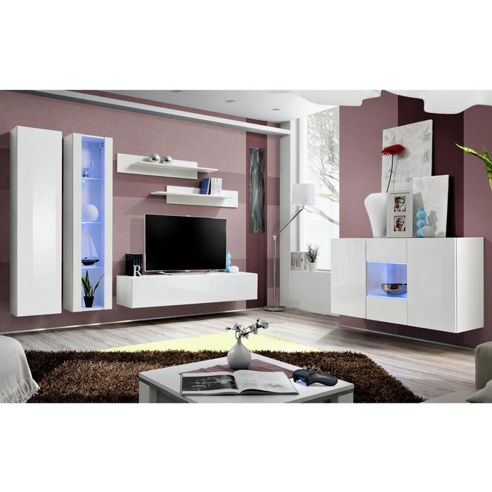 Fly SBII Wall Mounted Floating Modern Entertainment Center - White SBII-A4
