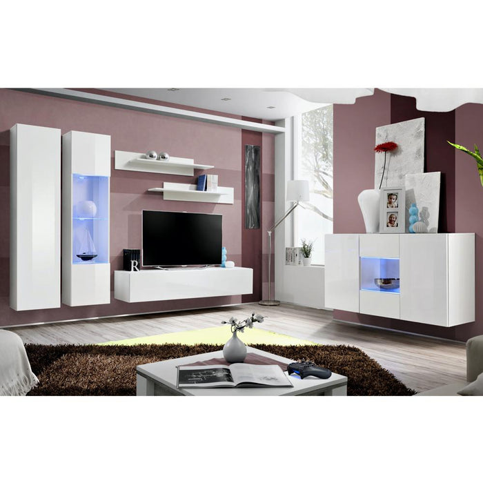 Fly SBII Wall Mounted Floating Modern Entertainment Center - White SBII-A5