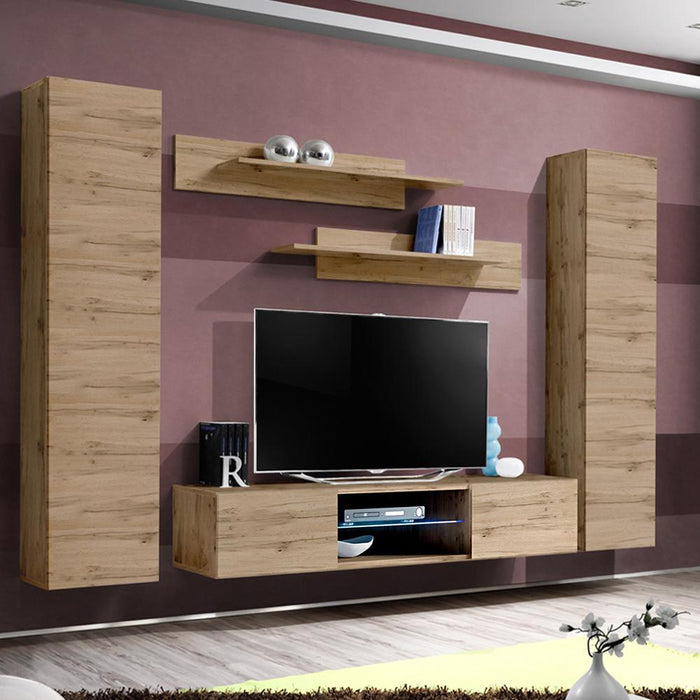 Fly A 33TV Wall Mounted Floating Modern Entertainment Center - Oak AB1