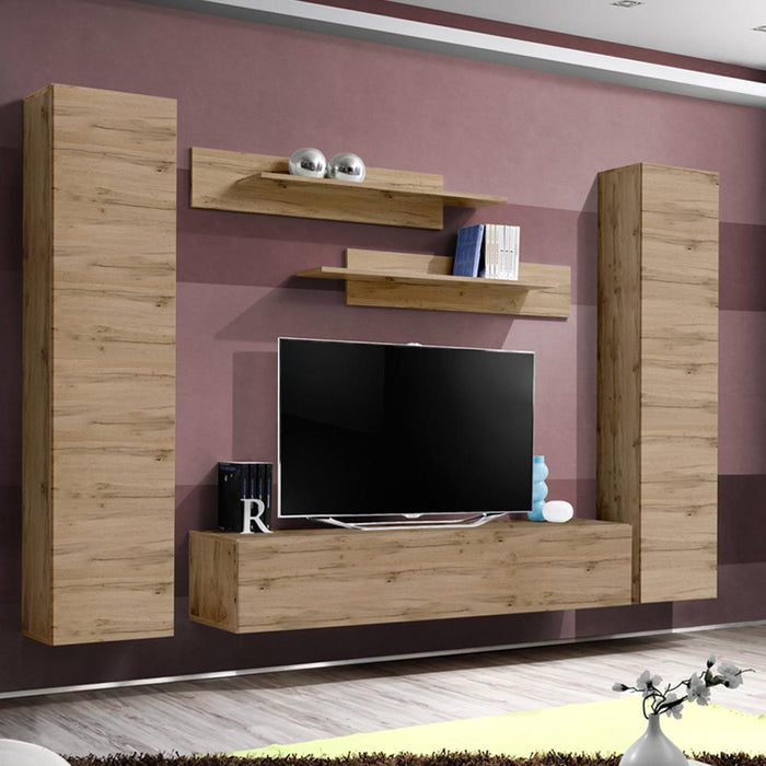 Fly A 30TV Wall Mounted Floating Modern Entertainment Center - Oak AB1